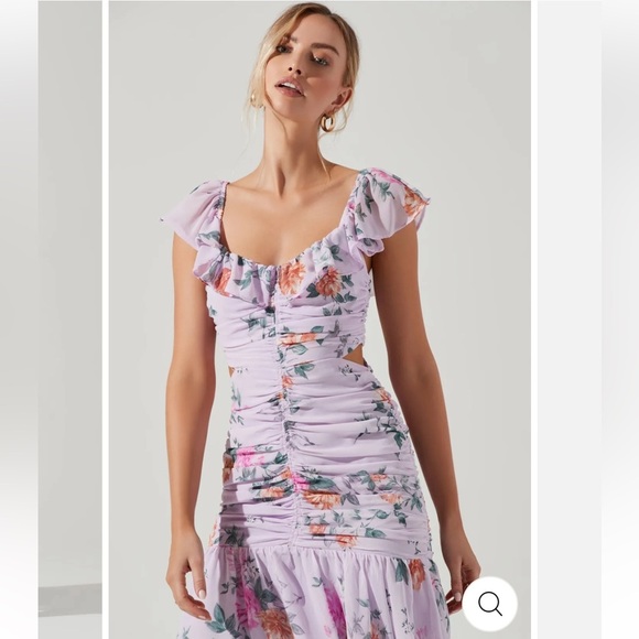 ASTR THE LABEL Lavender Floral High Low Dress - Picture 3 of 5